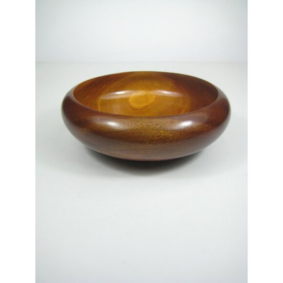 Handcrafted Vintage Wooden Bowl 6 Diameter Round Decor Dish Mid Century - Picture 10 of 11